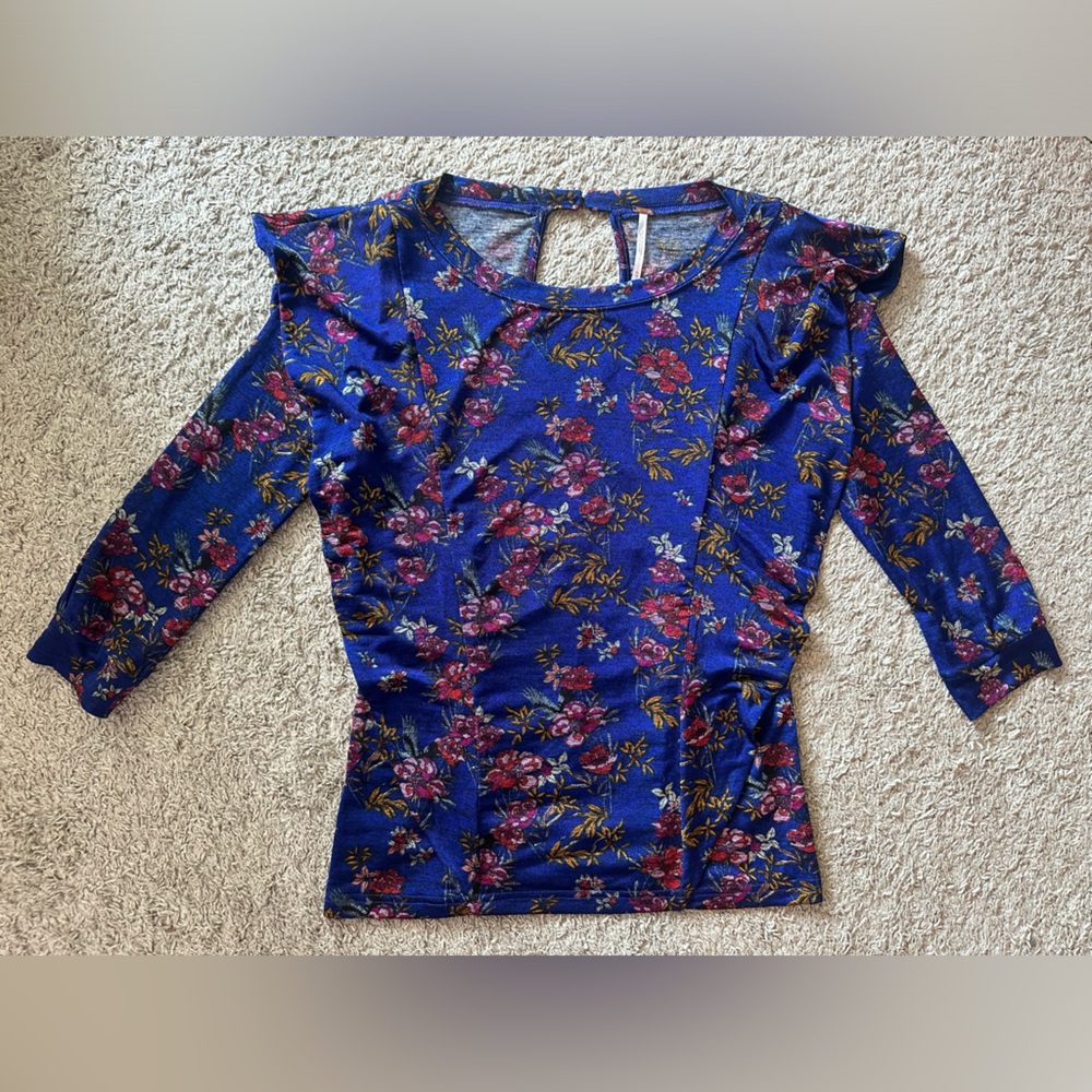 Free People Floral Top 3/4 Sleeves